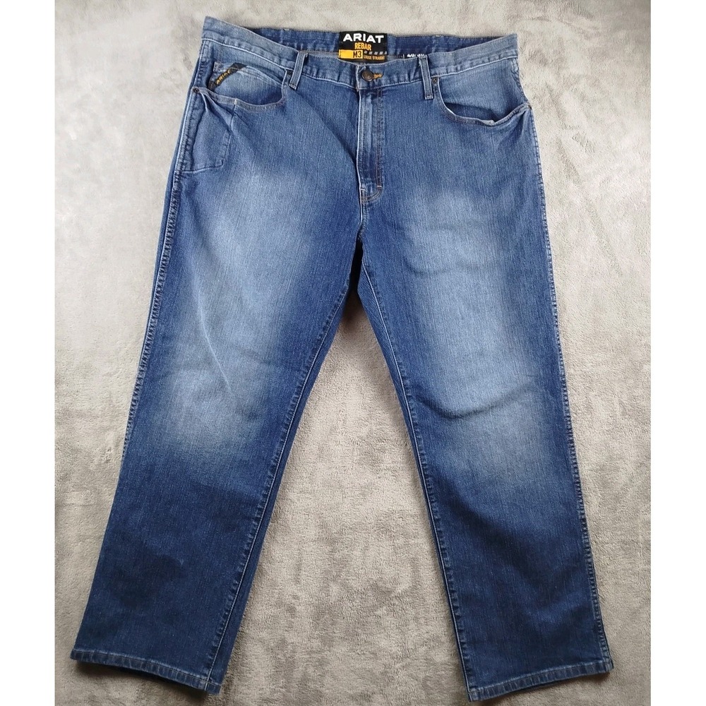 Ariat Rebar M3 Loose Straight‎ Jeans Men's Size 40X30 Blue Medium Wash Denim